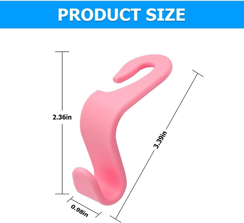 Hanemia 4PCS Car Back Seat Headrest Hooks, Rear Car Seat Storage Headrest Hanger Holder Hooks Organizer, Universal Auto Interior Accessories for Bag Purse Handbag Cloth Coats Grocery (Pink) - Image 3